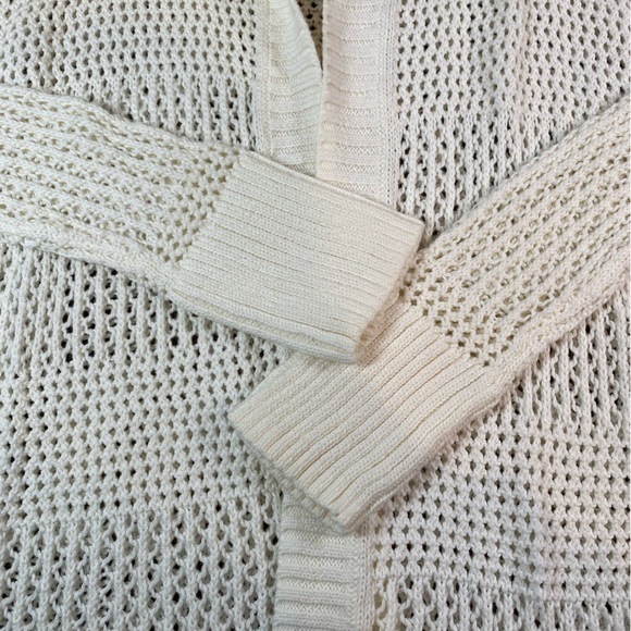 GAP long open knit hooded open front Cardigan White - Picture 15 of 15
